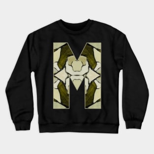 Letter M Monogram Initial Olive Green Pearl White Aesthetic Abstract Pattern Painting On Canvas Crewneck Sweatshirt